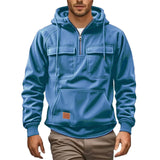 Fongt Men's Casual Coat Hooded Autumn And Winter Tunic Station Multi-Pocket Zipper