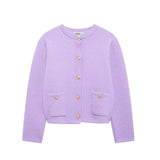 Fongt New Gold Buckle Trim Knitted Coat 6427144