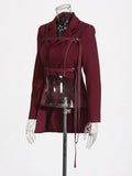 Angola Red Two-Piece Set 2025 New Irregular Pendulum With Design Jacket + High-Rise Straight Trousers