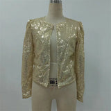 Fashion Ultrashort Sequins Jacket Women Small Coat Spring Autumn Thin Cardigan Top Lady Streetwear Outerwear Casual