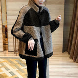 Lamb Wool Jackets Women Autumn Winter Trendy Loose Thicken Casual Coat Fashion Stand Collar Zippers Jacket Womens