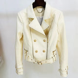 QUALITY 2023 Newest Designer Jacket Women's Lion Buttons Faux Leather Jacket Motorcycle Biker