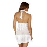 Fongt Summer New Sexy Hollow Knitted Knitted Back Leaves Side Slinging Dress Dress Woman