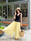 Fongt Xixi 2025 Summer Temperament With High Waist Chiffon Leisure Loose Broad Leg Trousers Skirts 85191