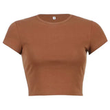 Fongt Women's Summer Solid Color Multi-Color Short Fashion T-Shirt Acceptable With A