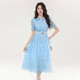 Fongt Dress 2025 Explosion New High-End Embroidery Long-Term Collection Waist Thin Dress