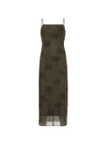 Halloween Double Layered Floral Slip Maxi Dress-Outfit