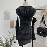 Fongt Shooting Wasteland Wind Makes Old Hole-Breaking Fabric Collared Hooded And Hip Dress With Cuff Cover Dress 9263