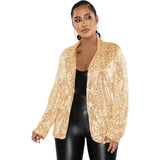 Fongt New Women's Casual Sequin Suit Jacket-Outfit