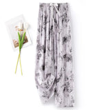 Fongt High-End Cotton Pyjamas Ladies Summer Thin Artificial Silk Home Leisure Long Trousers Straight Can Be Worn Outside
