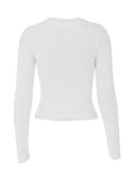 Solid Color Long Sleeve Top-Outfit