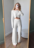 Fongt Lazy Wind Perspective Loose Long Open Shirt Plus Short Skirt Suit Women's Jersey Trousers Two Sets