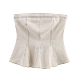 Fongt New Color Linen-Blend Top 3473998052 Straight Trousers