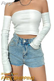 Crop Tops T-shirts, Solid Color Boat Neck Off Shoulder Sexy Tops Pullover with Long Sleeves for Summer Club