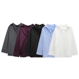 Fongt 2025 Winter New Women's Fashion Simple Back Folding Loose Shirt