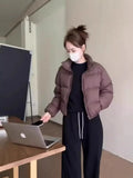 White Duck Down Jacket Female Short Short Winter 2024 New Korean Version Loose Advanced Sense Bread Coat-Outfit