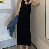 New 2022 Sundress Knitting Bottoming Sleeveless Elegant Vintage Fashionable Spring Summer Women Long Dress