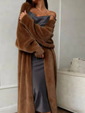Fongt Of Stingy White Knitted Shirts Up Jacket Women Autumn And Winter Loose Fluffy Long Open Shirt