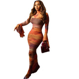 Fongt And Winter New Women's Fashion Half-High Collar Horn Long Sleeve Sexy Wrinkle Bag Hip Dress
