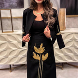 Fongt Banquet Two Sets 2025 Autumn New Flower Nail Bead Jacket + High Waist Half-Dress Suit Woman