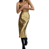 Fongt Women's Spring 2023 New Skirt Pleated High Waist Open Fork Fashion Trend Versatile-Outfit