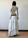 Fongt Holiday Style Solid Color Multi-Layer Irregular Low-Waist Large Swing A-Word Half-Body Skirt Long 2025 New Batch