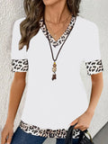 Fongt Elegant Color Print V-Neck Short-Sleeved Top Summer Women's Clothing