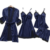 Large-Size Four-Piece Set With Chest Cushions Sexy Slings Home Lace Pajamas Casual Home