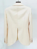 QUALITY Newest 2023 Designer Runway Suit Set Women's Crystal Stone Button Solid Color Blazer Slit Pants