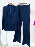 QUALITY New 2023 S/S Designer Suit Set Single Button Slim Fitting Blazer Flare Pants Suit Two Piece Sets Womens