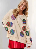 Autumn And Winter Beads Embroidered Fashion Round-Neck Long-Sleeved Sleeves Spliced Christmas Dress
