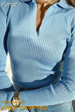 Knitted Sweater Pullover Basic V Neck Long Sleeve Slim Fit T-shirt Female Autumn Winter Jumpers Top Y2K Women