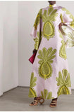 Fongt Summer Printed Seven-Sleeve Collared Dress