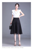 Skirt Thin Skirt 2023 New High Waist Half Skirt Medium-Long Thin A-Shaped Gauze Skirt-Outfit