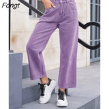 New Straight Jeans Women Gray Wide Leg Pants Mom Femme Jeans High Waist Woman Trousers 2022 Clothing