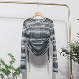 Round Collar Tie-Dye-Print Slim Long-Sleeved T-Shirt T-Shirt T-Shirt With Sunscreen