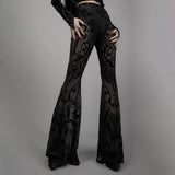 New Ins Bohemian Perspective Bell-Bottoms Women's 2024 Black Casual Long-Legged Trousers-Outfit
