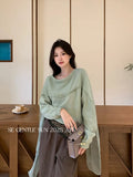 Fongt Xixi 2025 Autumn White Standard Temperament Collar Ribbon Jersey Sweater Top 25375