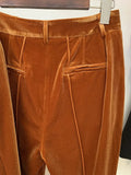 STREET Newest 2023 F/W Designer Suit Set Women's Single Button Velvet Blazer Flare Pants Set