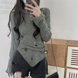 Women's sweater Loose fitting Tulle Irregular Sun protection Split Women's long sleeves Knitted Smock-Outfit