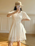Fongt Dress New White Embroidered Lace Dress French Design Temperament Famous Women's Dress