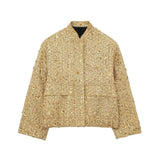 New Women's Pocket Decoration Short Jacket Bead Piece Jacket 7925993-Outfit