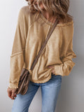 Fongt Spring And Autumn Fashion Leisure Round Collar Long Sleeves Stitching Loose-Fitting Lady's Tat