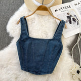 Fongt 2023 Spring Bohemian Art Retro Women's Sling Slim Small Vest-Outfit
