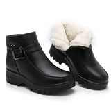 Fashion Winter Women Genuine Leather Ankle Boots Female Thick Plush Warm Snow Boots Mother Waterproof Non-slip