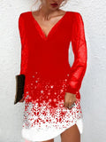 Sleeve Sexy Snow Printing Lace