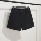 Fongt And Summer Slim Show Thin Shorts Female Blue New 2024 Korean Version Design Sense Casual A Word Wear Wide-Leg Pants-Outfit
