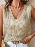 Fongt Summer Beach Shirt Fashionless V-Neck Knitted Vest