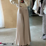 High Waist Ruched Pants Women Spring Summer Casual Pleated Trousers Solid All Match Wide Leg Pants Fashion Bottoms-Outfit