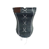 Fongt Sexy Water Wash Denim Pocket Spliced Lace Bra Design Without Strap Vest 2753